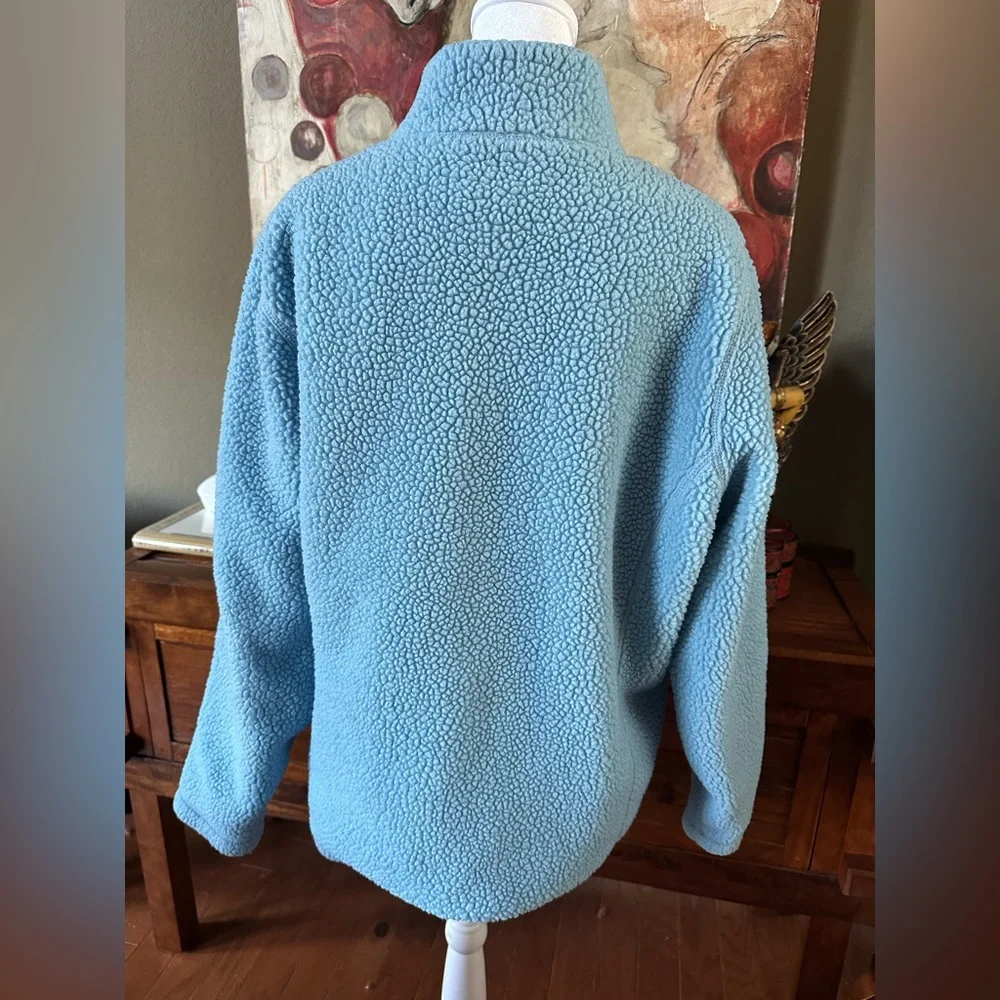 Lands' End Light Blue Cozy Fleece Quarter-Zip Pullover